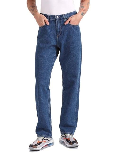 calvin klein jeans blue cotton straight fit jeans