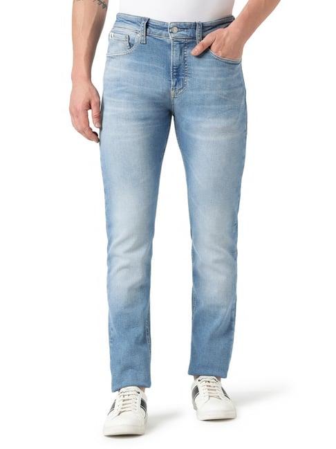 calvin klein jeans mid blue cotton skinny fit jeans