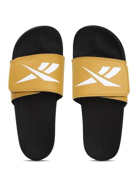 reebok men's toe tale yellow slides