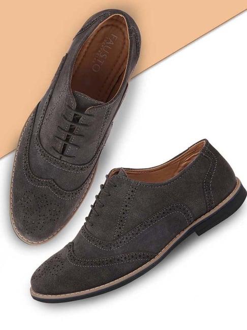 fausto men's grey brogue shoes