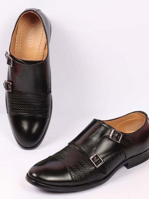 fausto men's black monk shoes