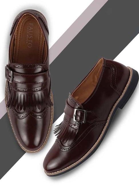 fausto men's brown monk shoes