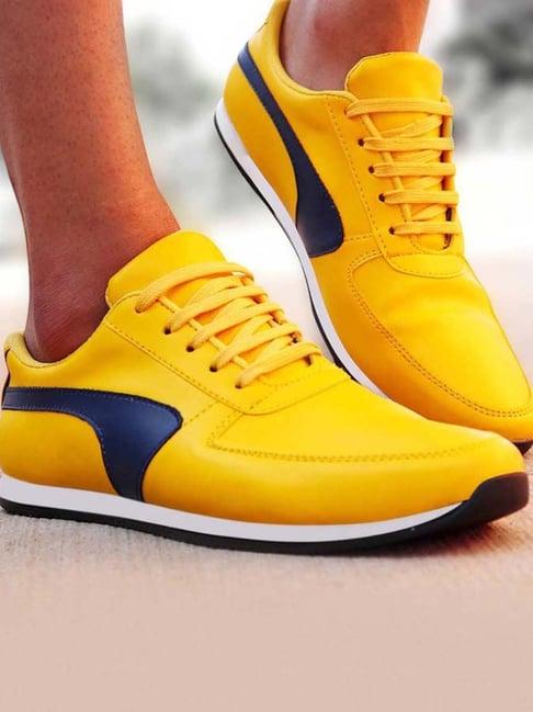 fausto men's yellow casual sneakers