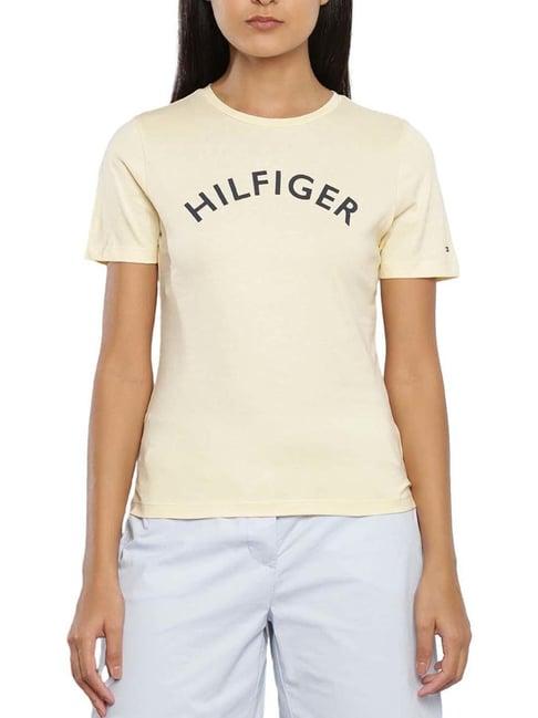 tommy hilfiger beige logo slim fit t-shirt