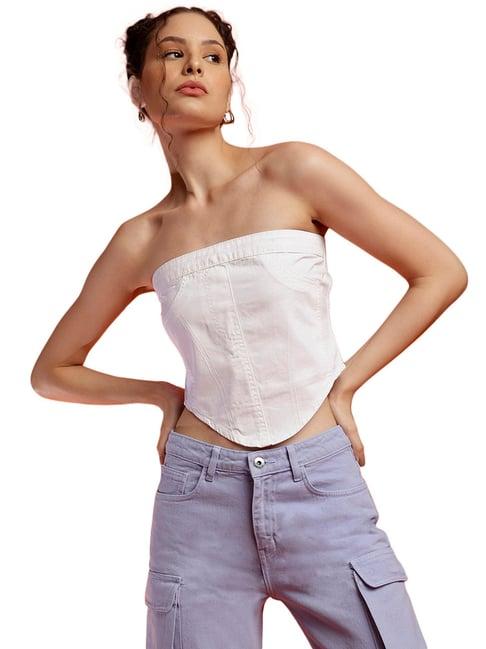 belliskey white denim crop top