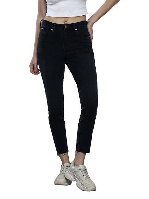 calvin klein regular dark blue lightly washed high rise jeans