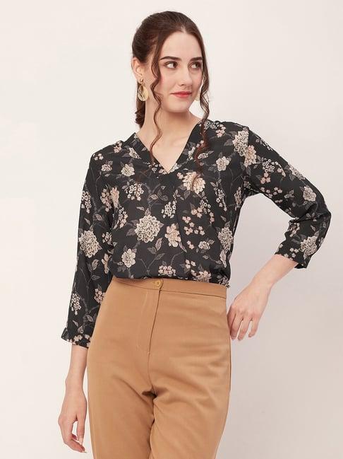 moomaya black & white floral print shirt