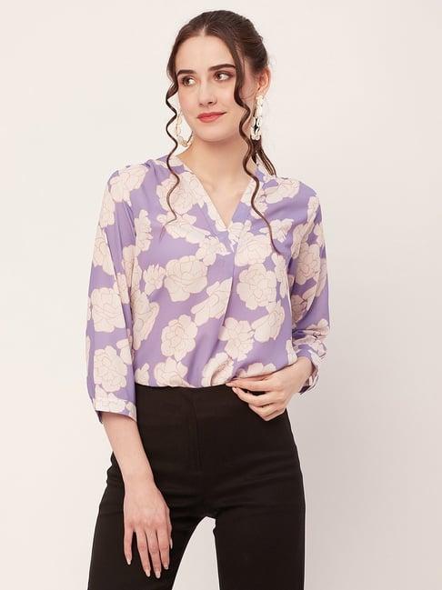 moomaya lavender floral print shirt