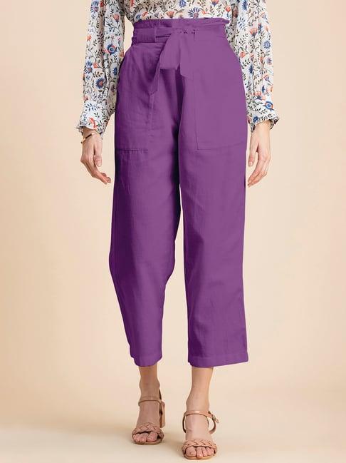 moomaya purple regular fit high rise culottes