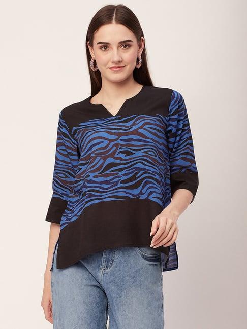 moomaya blue & black animal print top