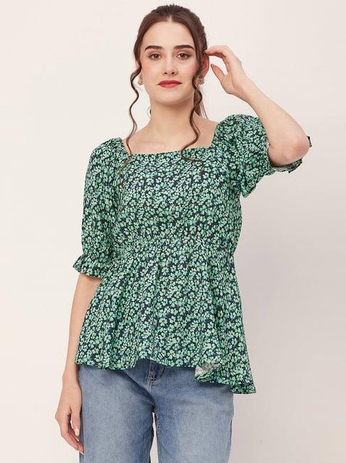 moomaya sea green floral print top