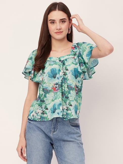 moomaya green floral print top