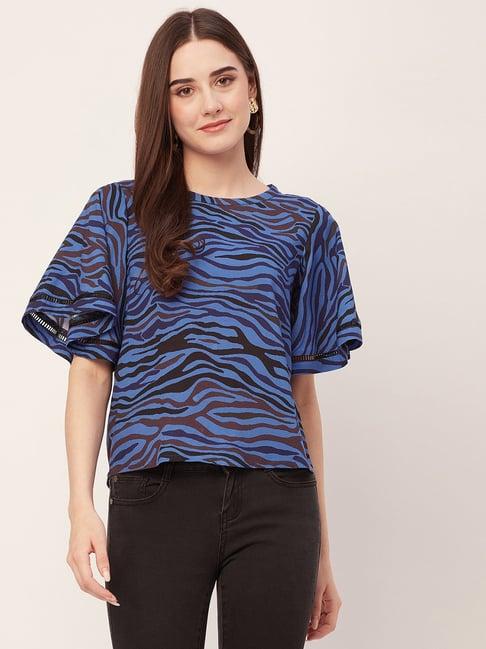 moomaya blue animal print top