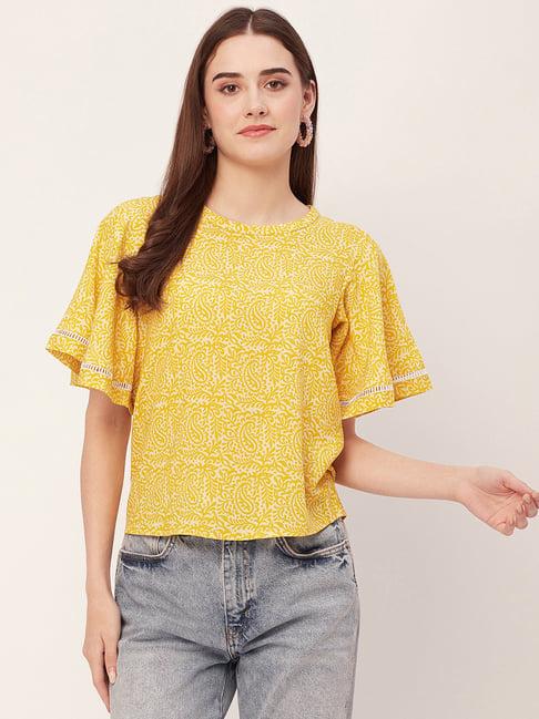 moomaya yellow & white printed top