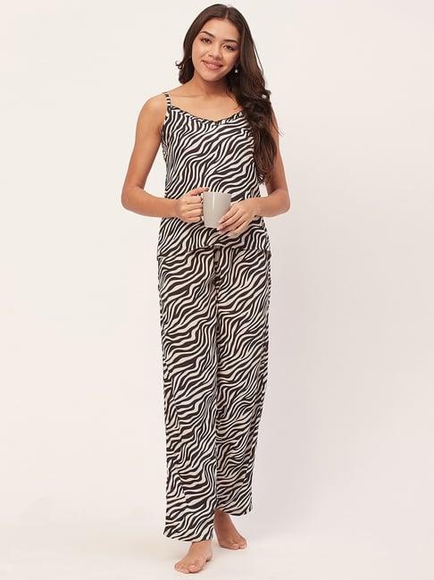 moomaya black & white printed top with pyjamas