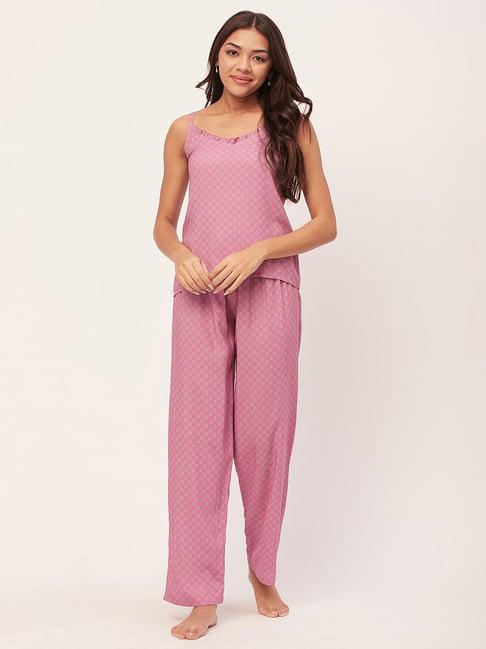 moomaya pink printed top with pyjamas