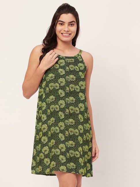 moomaya green floral print night dress