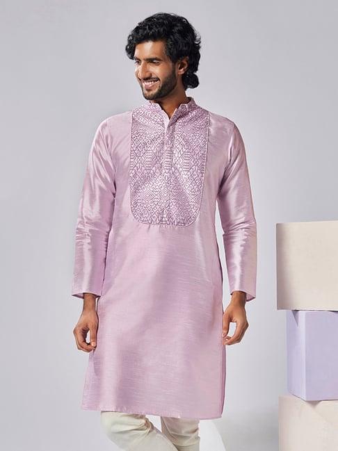 kisah lavender regular fit embroidered kurta