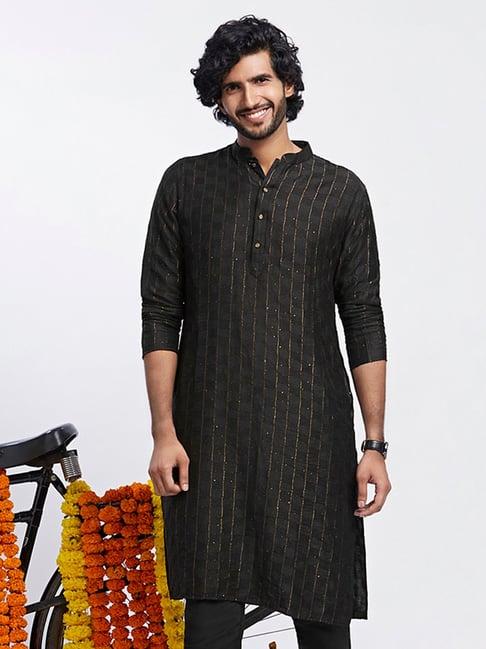 kisah black regular fit embellished kurta