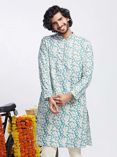 kisah blue regular fit floral print kurta