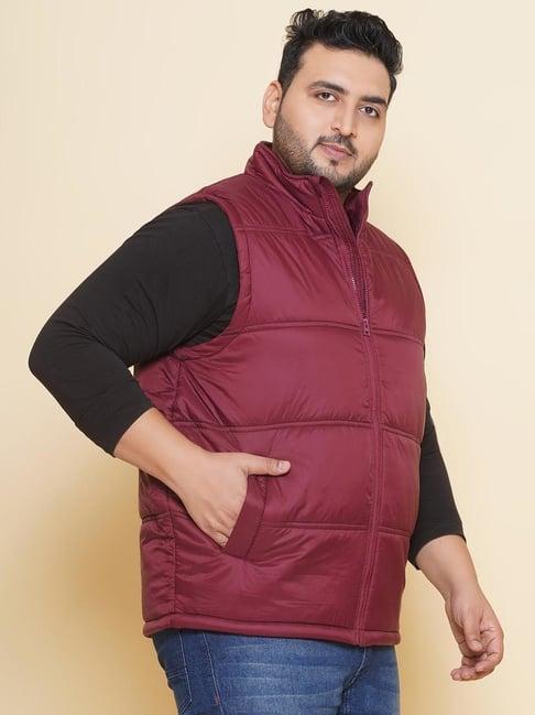 john pride wine regular fit plus size padded jacket