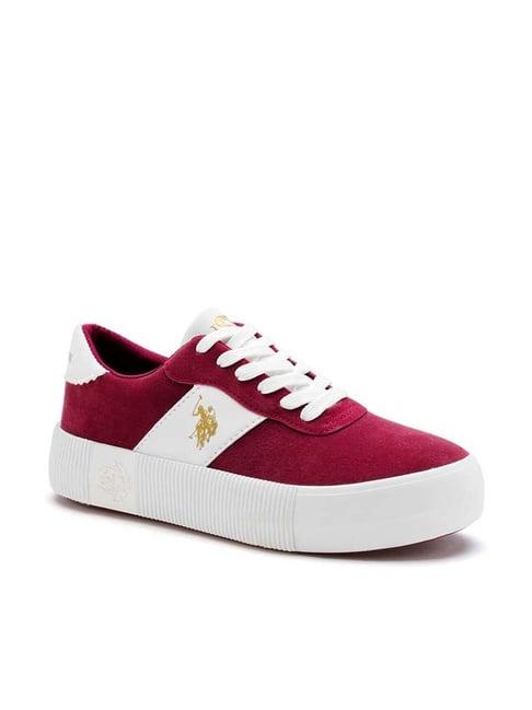 u.s. polo assn. women's cordela burgundy casual sneakers