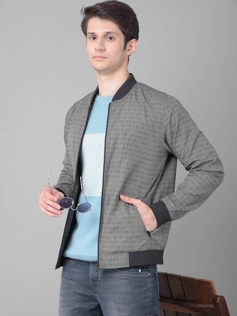 crimsoune club grey regular fit printed bomber jacket