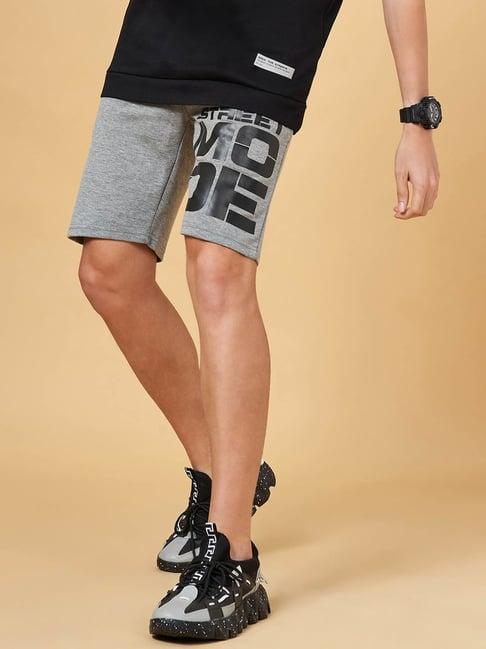 street 808 by pantaloons grey regular fit printed shorts