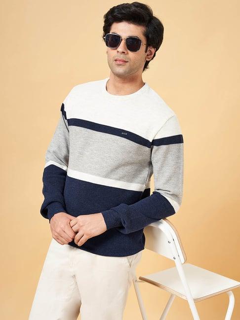 byford by pantaloons blue slim fit striped sweater