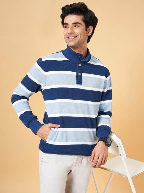 byford by pantaloons light blue slim fit striped sweatshirt