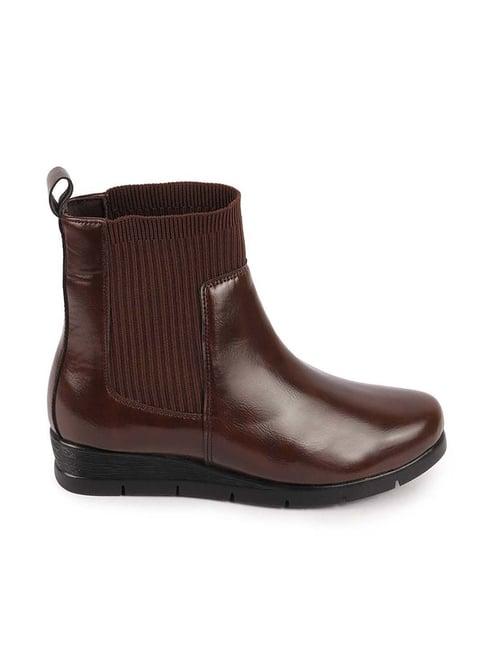 fausto women's brown wedge boots