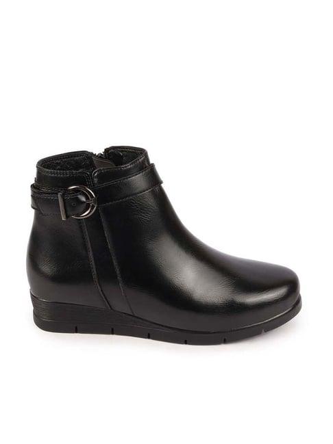 fausto women's black wedge boots