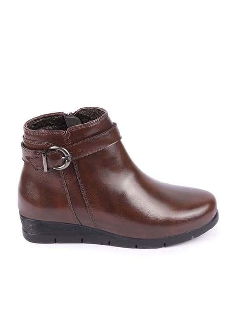 fausto women's brown wedge boots