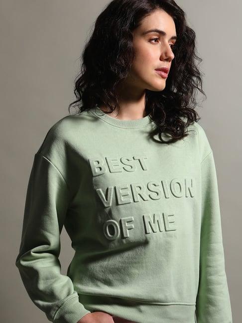 vero moda light green graphic print sweatshirt