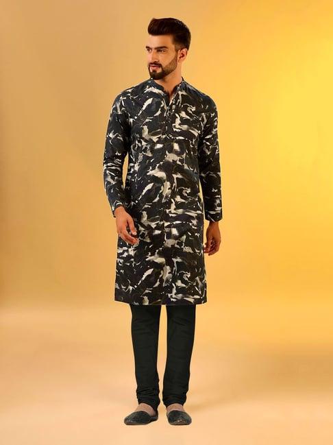 kisah multicolor regular fit abstract print kurta & churidar set