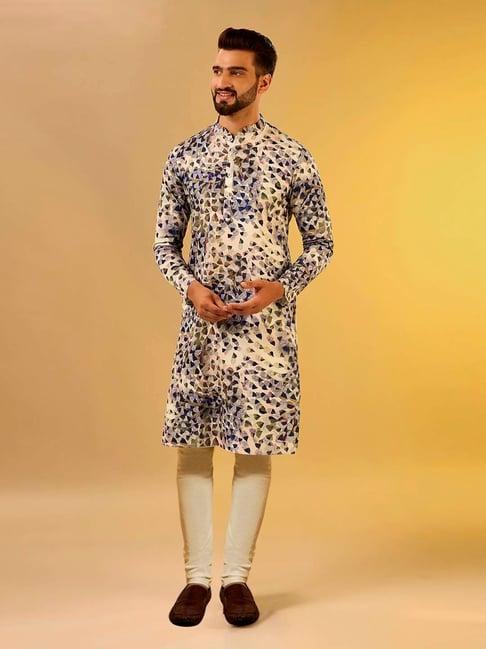 kisah multicolor regular fit printed kurta & churidar set