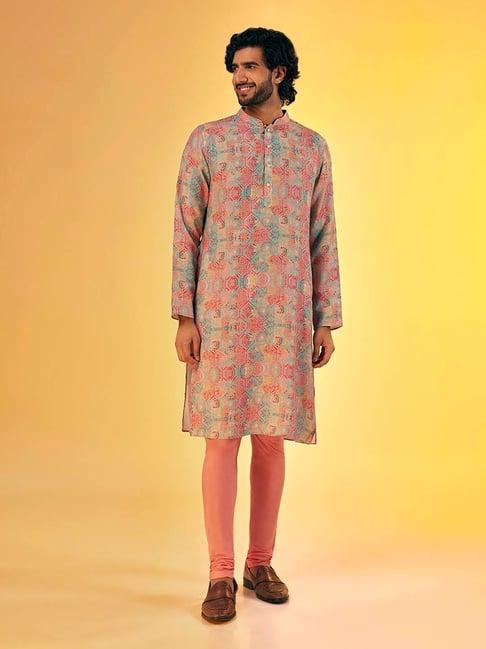 kisah multicolor regular fit printed kurta & churidar set