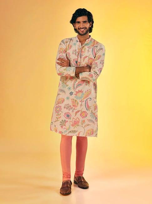 kisah multicolor regular fit printed kurta & churidar set