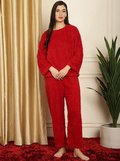 tag 7 maroon self design woolen pullover with pyjamas