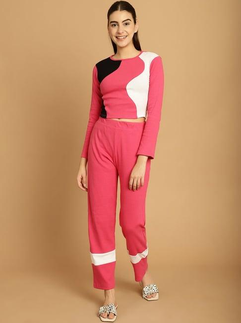 tag 7 pink color-block top with lounge pants