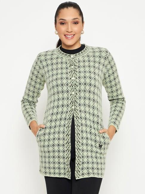 duke sage green printed cardigan