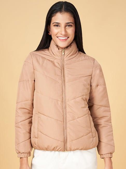 honey by pantaloons beige comfort fit puffer jacket