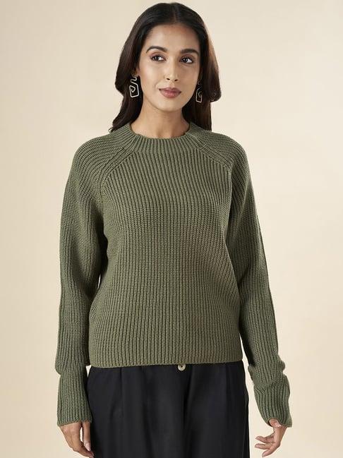 akkriti by pantaloons green regular fit sweater