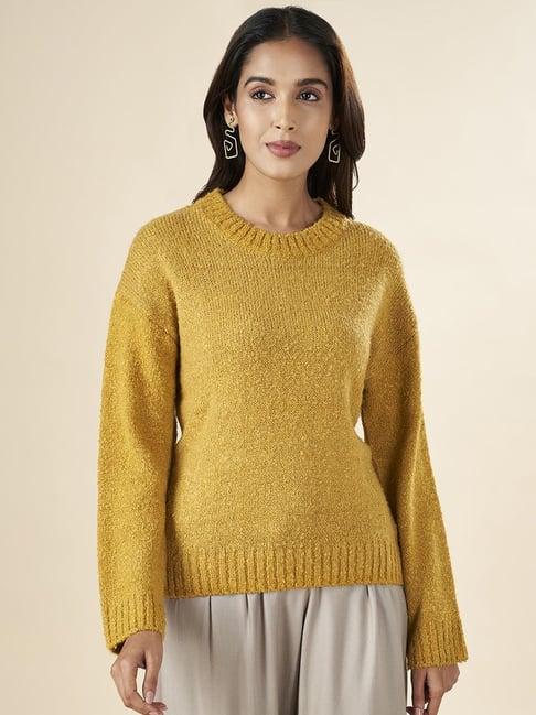 akkriti by pantaloons yellow regular fit sweater