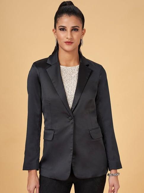 annabelle by pantaloons black regular fit jacket