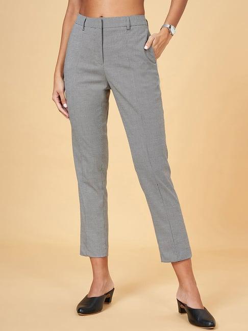 annabelle by pantaloons grey chequered trousers