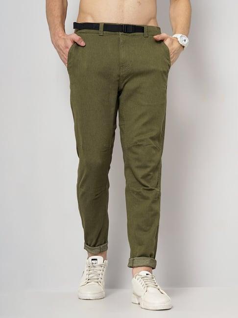 celio* olive regular fit flat front trousers