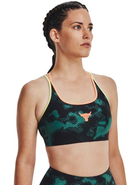 under armour black & green printed sports bra