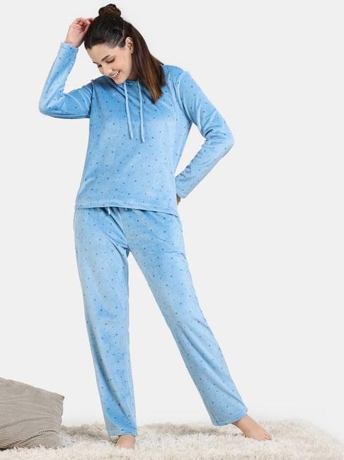 zivame blue printed top pyjamas set