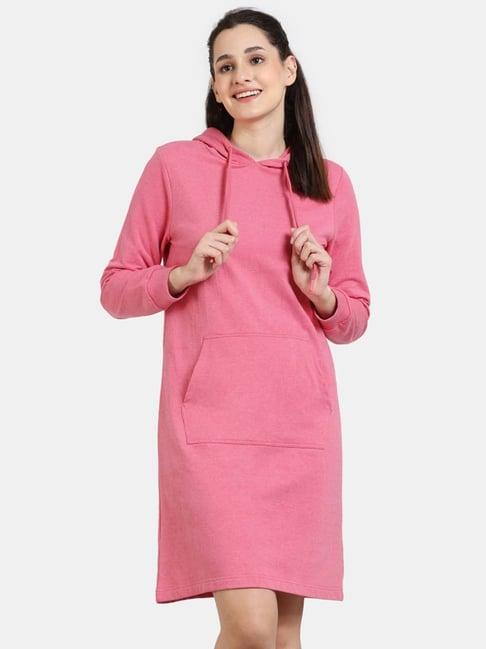 zivame pink regular fit night dress